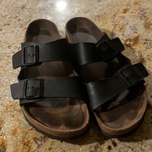 Black leather Birkenstocks